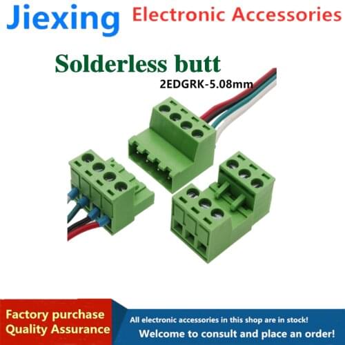 1 set of solder-free butt connection 2EDG 5.08mm mating type 2EDGRK5.08 pluggable green terminal block 2p-24p