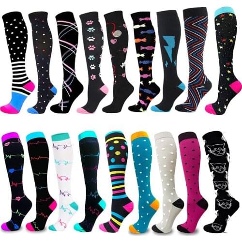 Unisex Compression Stockings Soccer Golf Tube Sport Socks For Varicose Veins Nurses, Pregnancy Nurse Black Compression Socks