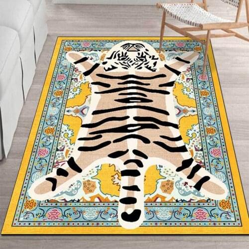Tiger Printed Carpet for Living Room Cartoon Animal Kids Room Floor Mat Bedroom Carpet Rugs Anti Slip Hallway Entrance Doormat