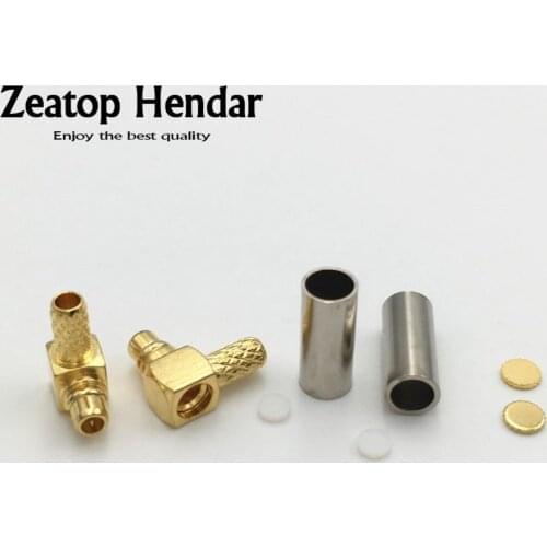 100Pcs Brass MMCX Male Plug Right Angle 90 Degree Solder Jack Crimp for RG316 RG174 LMR100 RF Coax Cable Gold plated Connector