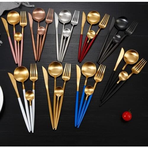 Portugal Western tableware stainless steel Cutlery Set knife fork spoon tea spoon flatware sets Western Cutleries Gift SN2258
