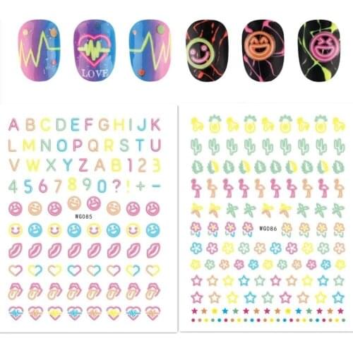 Newest WG 84 85 86 colorful design nail art sticker decal stamping back gule DIY nail decoration tools