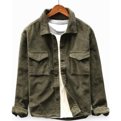 2020 new corduroy long-sleeved shirts men spring clothing joker leisure lapel Japanese shirt jacket tide restoring ancient ways