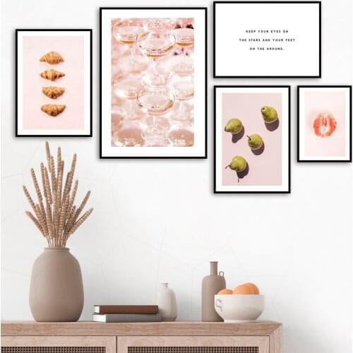 Orange Wine Glass Bread Pear Quote Wall Art Canvas Painting Nordic Posters And Prints Wall Pictures For Living Room Home Decor