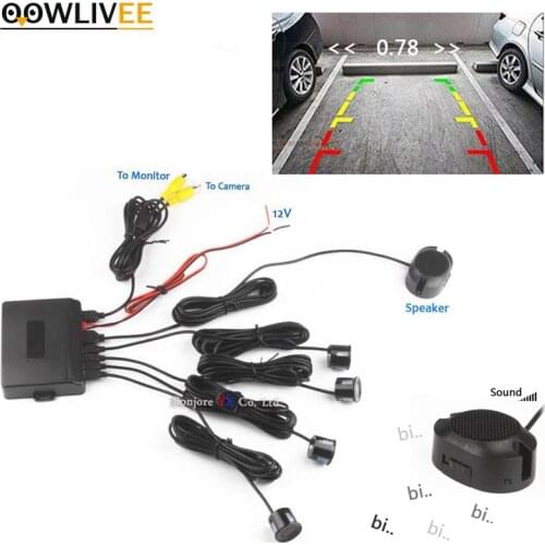 OOWLIVEE Car Parking Sensor 4 Car Reverse Backup Rear Step Buzzer Radar Alert Parktronic Video System For Car Radio Image Camera