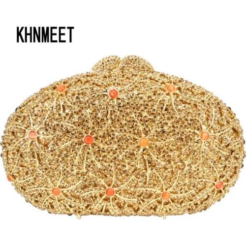 Luxury sparkly Bling Feast banquet Purse Golden Crystal Evening Clutch Purse Bag Party Wedding Female handbags Day Clutches 538