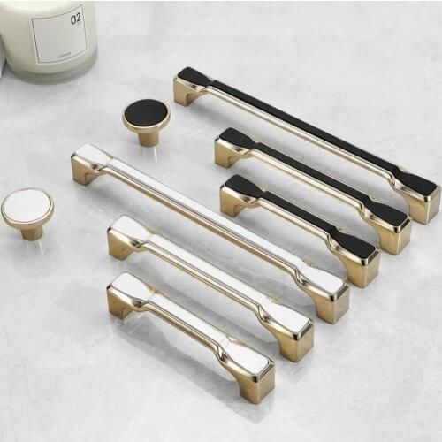 JD Zinc Alloy Black Gold Kitchen Cabinet Handle Wardrobe Cabinet Knobs and Handles Solid Drawer Pulls Furniture Handle Hardware