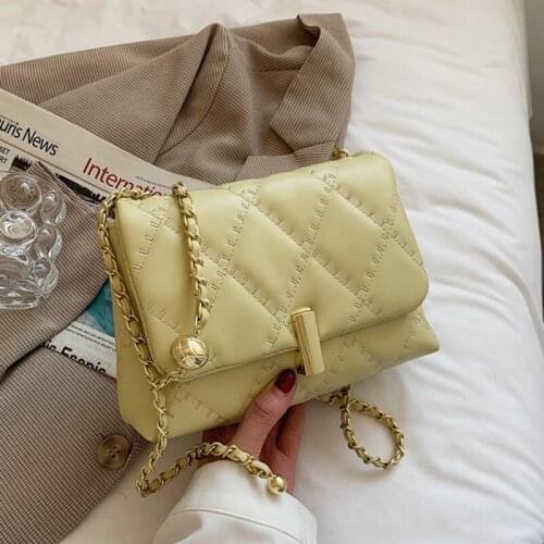 Trend Suture Design Small PU Leather white Crossbody Bags for Women 2021 Simple Chain Shoulder Bag Lady Luxury Travel Handbags