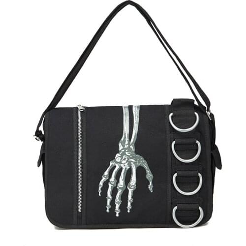 JIEROTYX Unisex Skeleton Hand Walking Dead Gothic Bags Women Waterproof Shoulder Crossbody Messenger Bag Women For Travel