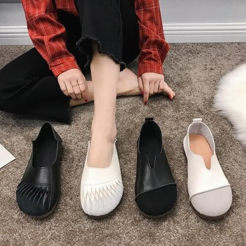 2020 The New Women Flats Fashion Comfort Leather Flat Shoes Woman Slip On Female Green Emerald Shoes zapatos muj W33-41