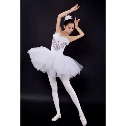 White Diamond Long Ballet Tutu Dance Dress Girls Professional Ballet Tutu Leotard Ballet Dress Women Skate Ballet Dance Wear