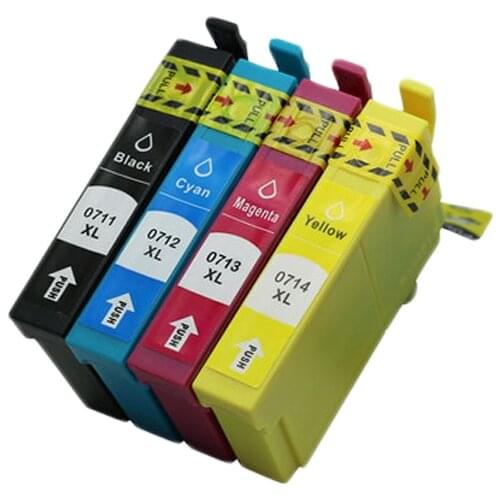 4pcs T0711 - T0714 Ink Cartridges Full Ink For Epson Stylus SX210 SX215 SX218 SX115 SX405 SX410 SX415 SX605 D78 DX4000 Printer