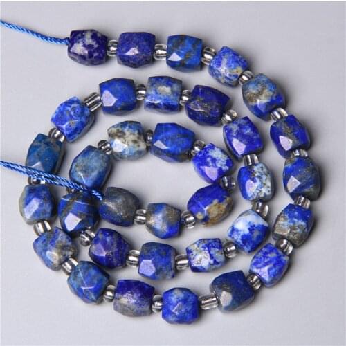 8mm Faceted Cube Natural Lapis lazuli Gem Stone Bead Charm Loose Spacer Beads For Jewelry Making Diy Bracelet Necklace Wholesale
