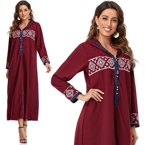 Abaya Muslim Kaftan Embroidery Hooded Dress Dubai Turkey Islam Arabic African Dresses for Women Robe De Moda Musulman Femme