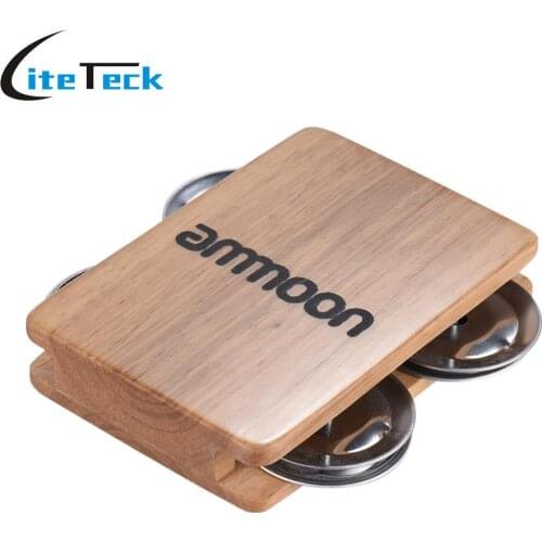 Ammoon 4-bell Jingle Castanet Cajon Box Drum Companion Accessory for Hand Percussion Instruments