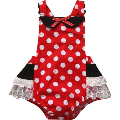 Citgeett Brand Newborn Infant Baby Girl Floral Polka Dot Bodysuit Jumpsuit Outfits Sunsuit Red Summer Clothes 0-24M