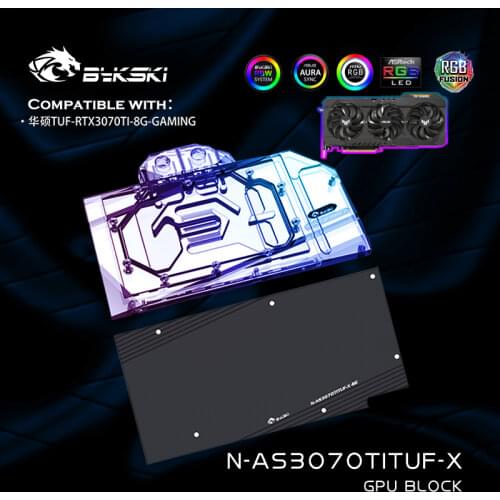 Bykski N-AS3070TITUF-X,GPU Water Block For ASUS TUF RTX3070TI 8G OC GAMING Graphic Card Radiator,VGA Cooler 5V 12V