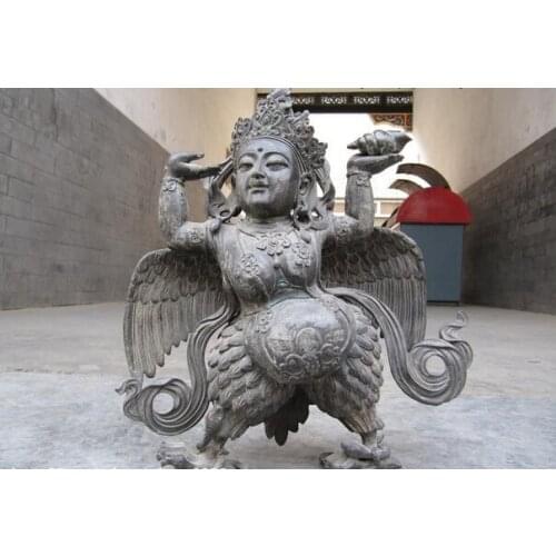Fast shipping USPS to USA S0893 Tibet Folk Fane 100% pure bronze Tantrism Garuda Bird VaJra Buddha Statue