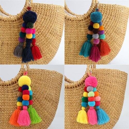 Fashion Bohemian Tassel Pendant Key Chains Handmade Service Accessories Key Chain Womens Creative Bag Tassel Key Ring