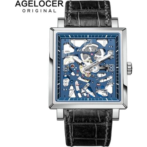 Agelocer Skeleton Watch Super Luminous Steel Genuine Leather Watch Luxury Automatic Watch 3504A1