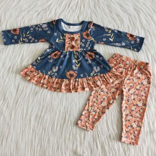 Toddlers baby girls long sleeves Top bell bottom Pants Flower outfits kids clothing sets children clothes Wholesale boutique