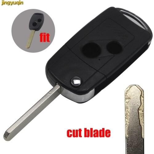 Jingyuqin Modified Cut Remote Flip Folding Key Shell Case 2 Buttons Replacement Fob Case Fit for Honda Accord Civic CRV Pilot