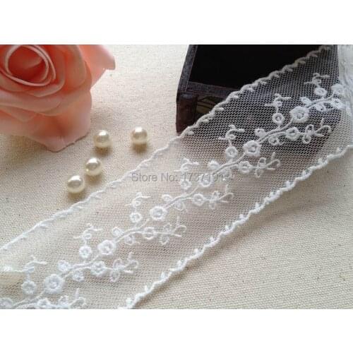French Rose Lace Trim,White Embroidered Lace Trim For Costumes, Wedding Gowns, Doll Clothes