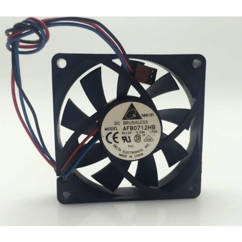 Delta AFB0712HB DC 12V 0.14A 3-wire 70x70x15mm 7CM Ball Bearing Square Server Cooling Fan