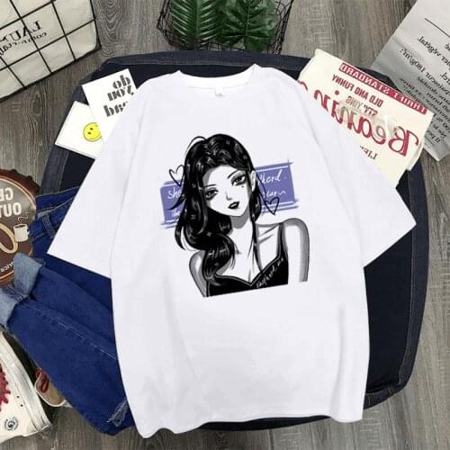 Summer Women Polyester T-shirt Cartoon Anime Kawaii Sweet Girls Japan Streetwear Harajuku Casual Tops Vintage T Shirt Girl