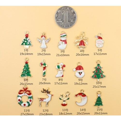 Fashion Enamel Alloy 50pcs/pack Christmas Tree Snowflake Santa Claus Angel Snowman Charms ZAS1000-1
