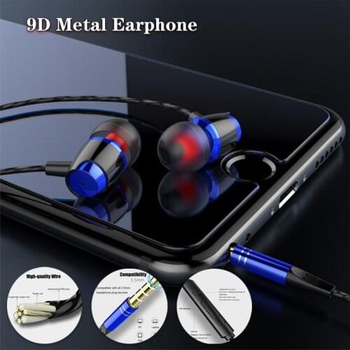 Bass Earpieces 9D Metal Earphone In-ear Wired Headset Hifi Earbuds for Samsung Huawei Xiaomi Phone Ear Phones fone de ouvido MP3