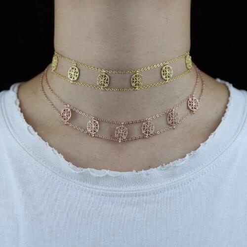 2021 New Arrive Micro Pave Clear CZ Cubic Zirconia Short Chain 32+8cm Starbrust Charm Choker Double Chain Necklace For Women