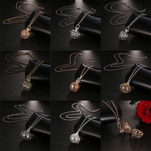 New Mexico Chime Music Ball Vintage Locket Pendant Aromatherapy Essential Oil Pendant Heart-Shaped Four-Color Pregnant Necklace