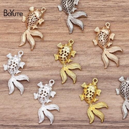 BoYuTe Factory Wholesale (50 Pieces/Lot) Metal Alloy 33*18MM Hollow Out Fish Pendant Charms DIY Jewelry Accessories