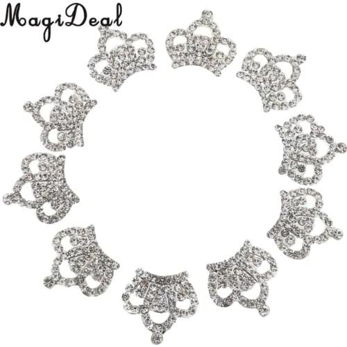 Phenovo 10pcs Crystal Diamante Crown Embellishments DIY Accessories 23x23mm Korean Children Little Girl Birthday Princess Crown