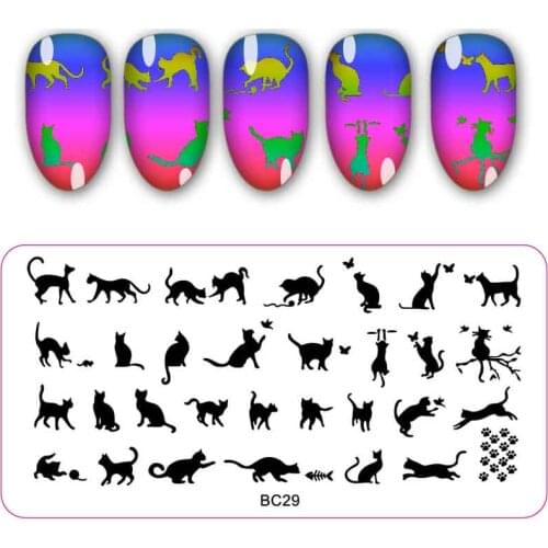 12pcs/lot Nail Template Cat Wreath Design Stamping Plates Manicure Nail Art Image Plate DIY Nail Decorations Stencils
