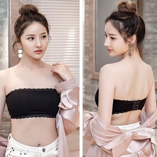 Q Seamless One-Piece Tube Tops Female Strapless Padded Bandeau Removable Cotton Tube Top Woman Antiskid Bra