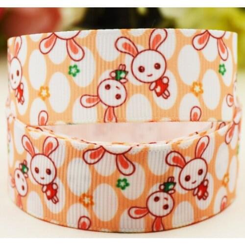 22mm 25mm 38mm 75mm Rabbit Cartoon printed Grosgrain Ribbon party decoration 10 Yards X-04493