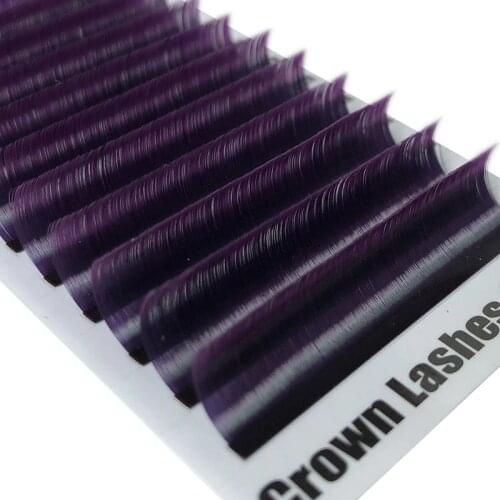 CrownLash 2tone Ombre Purple C D DD-0.07 0.10 9-15mm Dual Color Volum Lash Extensions Bright Soft Glossy