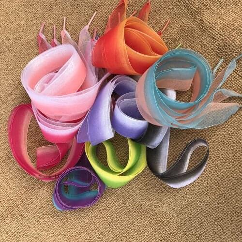 1 Pair 120cm Flat Wide Silk Ribbon Shoelaces Gradient Color Laces Shoe Sneaker Sport Shoes Lace