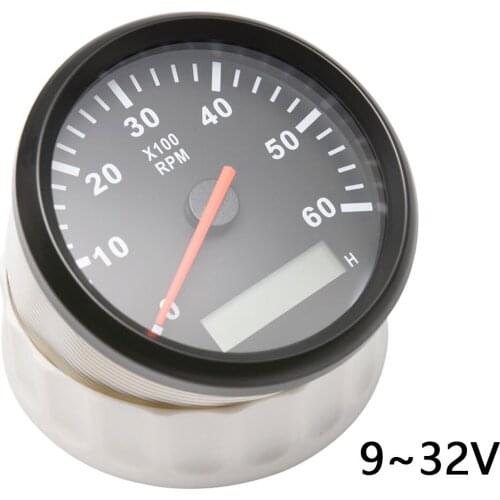 85mm Tachometers 0-6000 RPM Waterproof For Universal Car Yacht Boat With LCD Hourmeter Red Backlight Tacho Meter 9-32V