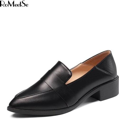 Women Casual Shoes Office Work Shoes Female Oxford Shoes Black Loafers Pointed Toe Boat Shoes Pointed Toe zapatos mujer 8156G