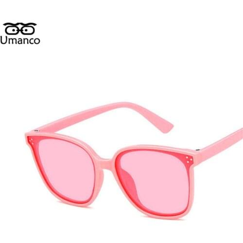 Umanco 2021 New UV400 Square Kids Sunglasses For Women Men PC Frame Resin Lens Fashion Brand Beach Travel Accessories Gifts