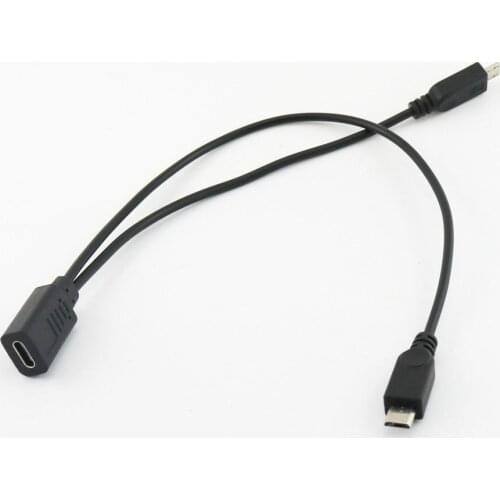 USB 2.0 Type C Female to Dual Micro USB Male Splitter Cable Micro USB Spliter