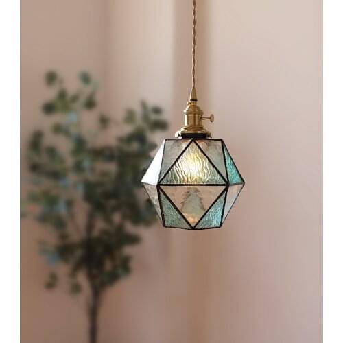 Vintage Glass Chandelier Brass Japanese Bar Restaurant Lamp Bedroom Bedside Home Warm Nostalgic Decorative Lights