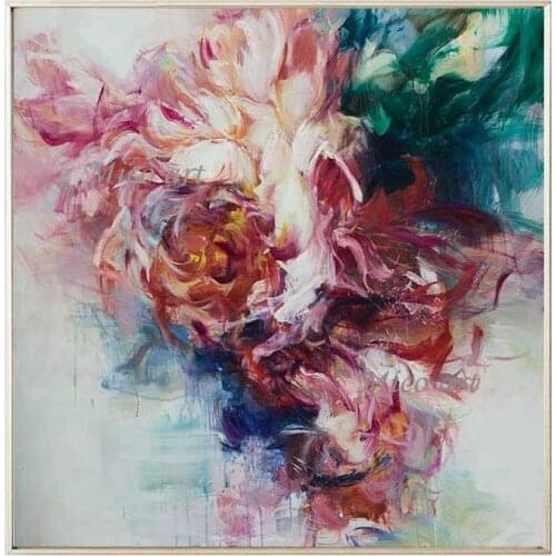 High quality paintings hand painted art oil painting, canvas, cube, abstract blooming flower art, frameless