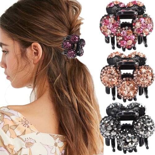Crystal Rhinestone Hair Claws For Women Flower Hair Clips Girls Hair Barrettes Fashion Ponytail Hairpins Hair Accessories