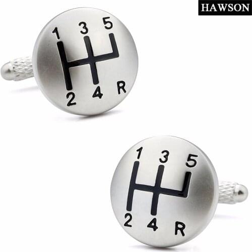 Trendy Round Cufflinks Fashion Mens Jewelry Metal Car Speed Shifting Device Cuff Links Wedding Shirt Cuff Button
