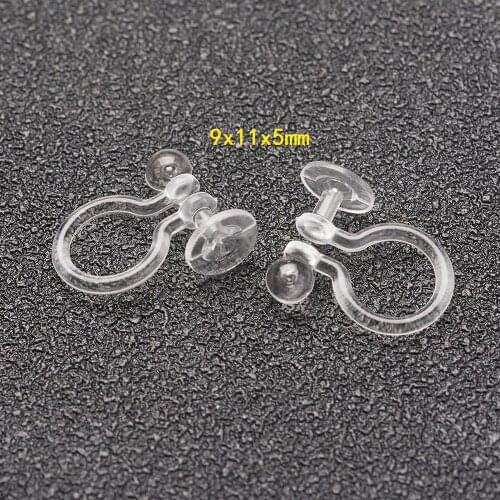 200pcs Clear Plastic Clip-on Earring Findings Components Earring for Non Pierced Ears F70