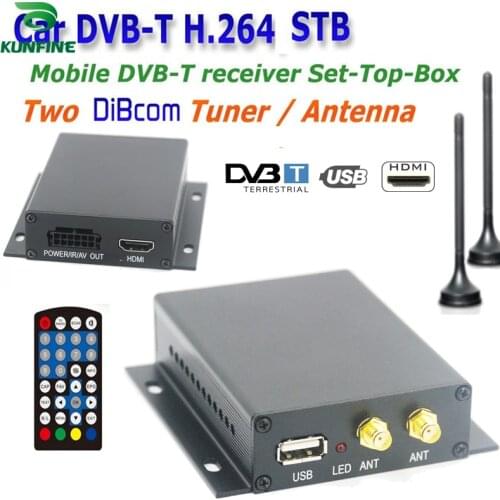 12~24V Car DVB-T TV box Diversity 2 Antenna MPEG2 MPEG4 H.264 STB